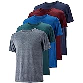 WHITE PEAK TRADING COMPANY 5 Pack Mens Workout T-Shirts Quick-Drying Athletic Short Sleeve Crew Neck Running Gym Tee Tops