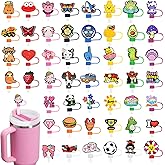 Straw Toppers for Stanley Cup 50PCS Random Different Straw Covers Cap for Tumbler Bulk Cute Funny Stanley Cup Accessories fit 0.4in/10mm and 30&40 Oz Stanleys Tumbler Straws Protector for Party gifts