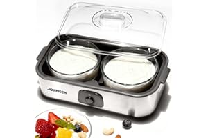 JoyMech Yogurt Maker Machine with Two 1-Quart Containers for Larger Batches, Oatmeal, Pudding, or Jello, Food-Grade Martial, 