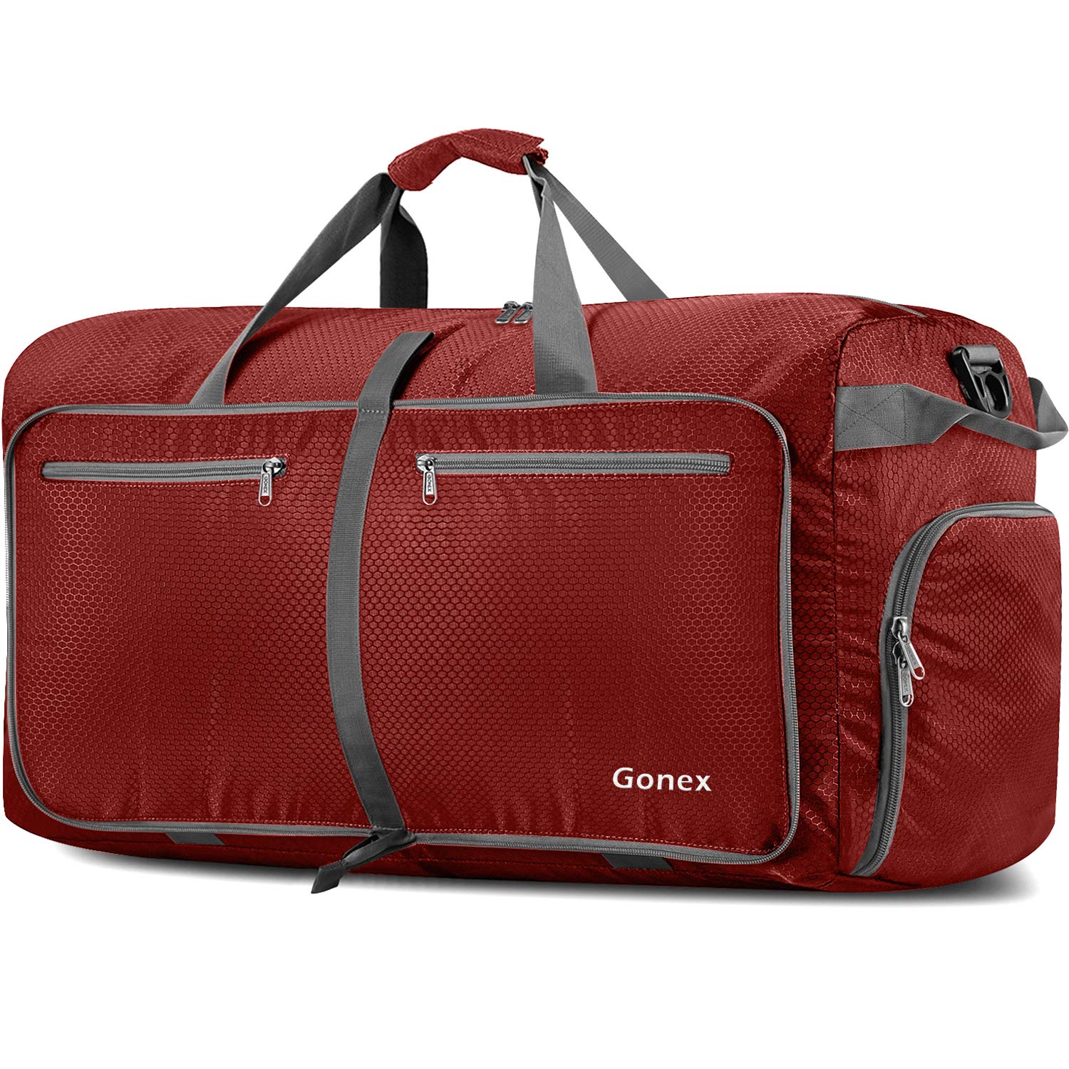 Gonex 150L Large Foldable Travel Duffle Bag with Shoes Compartment, Packable Lightweight Water Repellent Holdall Bag for Camping Gym Weekender Bag Red