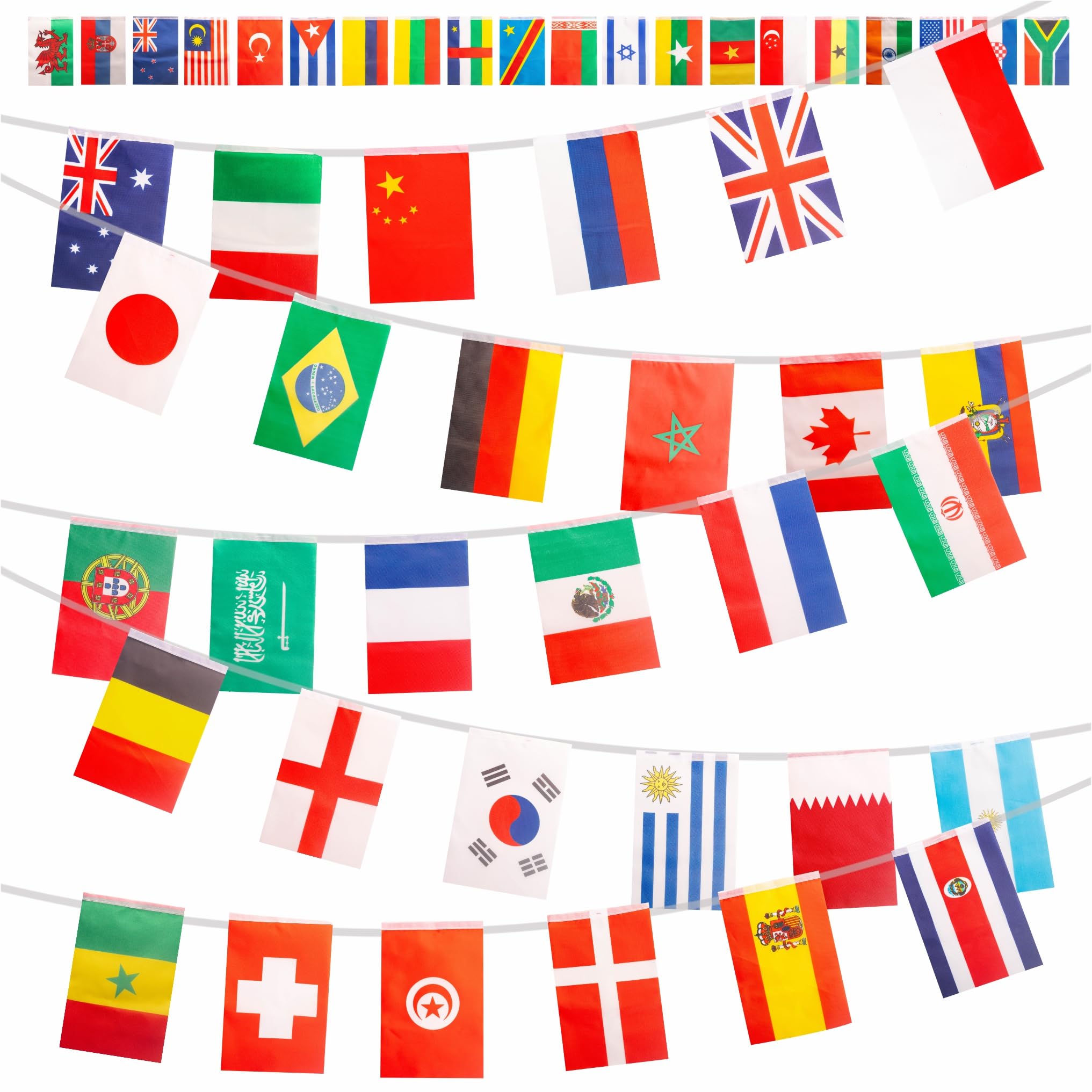 100 Countries World Bunting Flags 25m Long - International Garden & Outdoor Party Decorations for World Cup Football 2026, National Celebrations, Pub and Indoor Events