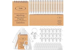 CZWZ 80 Pcs Employee Appreciation Gifts Set, Includes Notepads Pens Thank You Keychains and Organza Bags, Team Recognition Gifts for Coworkers Staff Employees Retirement Birthday Christmas(Brown)