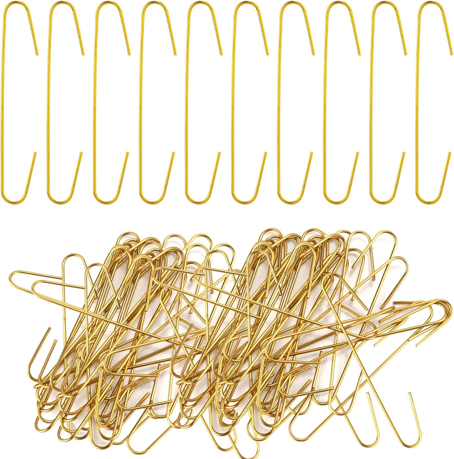 Ornament Hooks - XIHIRCD 120pcs Christmas Ornament Hooks, 0.5x2.5 Inch Bendable Ornament Hangers Hooks Metal Hooks Christmas Tree Hangers Hooks for Christmas Decoration (Gold)