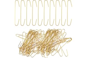 XIHIRCD 120pcs Christmas Ornament Hooks, 0.5x2.5 Inch Bendable Ornament Hangers Hooks Metal Hooks Christmas Tree Hangers Hooks for Christmas Decoration (Gold)