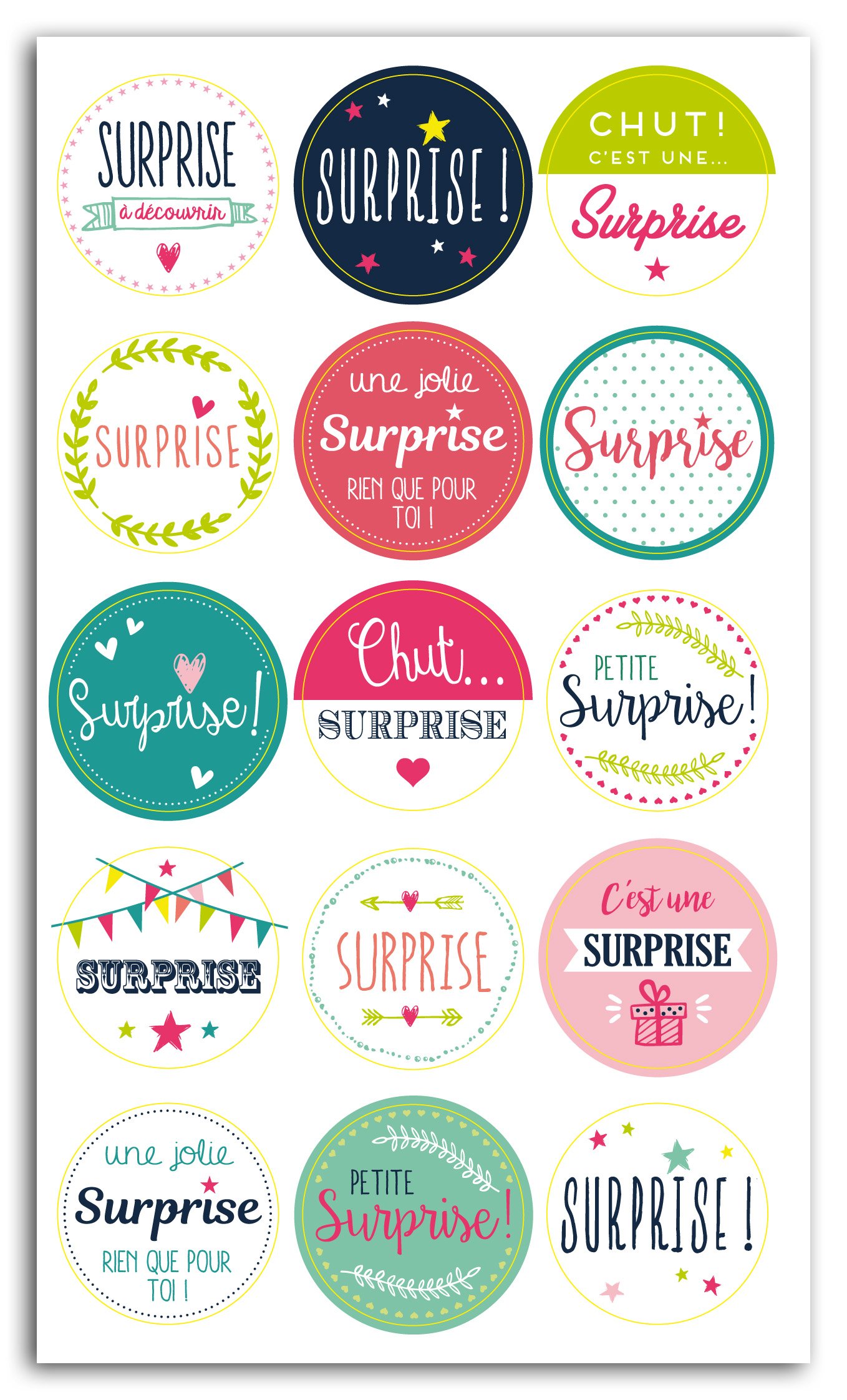 Toga (STY033 15 Multicoloured Paper Gift Wrap Stickers - 3 x 3 x 0.1cm