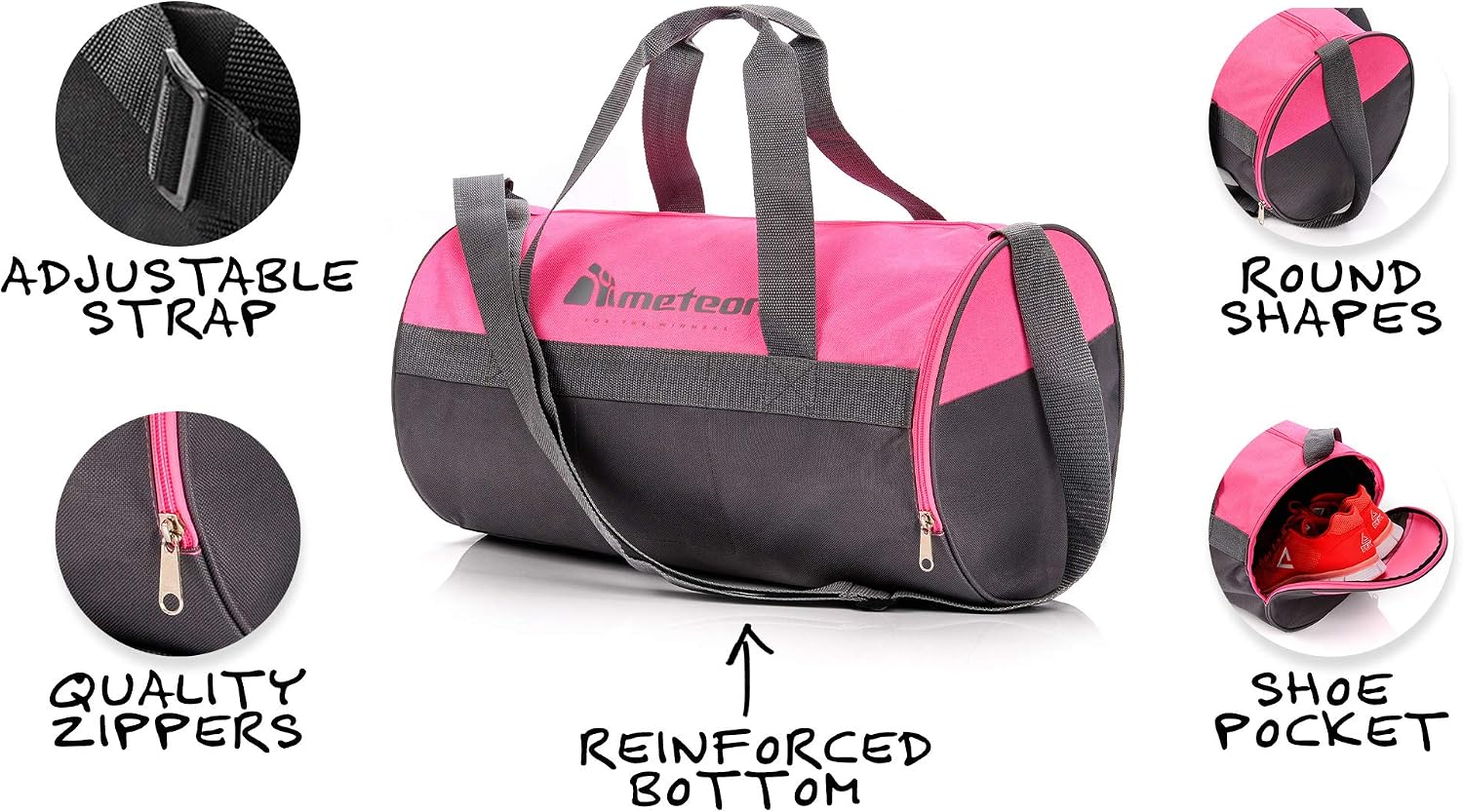 meteor Gym Duffel Cabin Holdall Bag, Lightweight Sports Luggage with Shoe Compartment, Shoulder Strap - Image 4