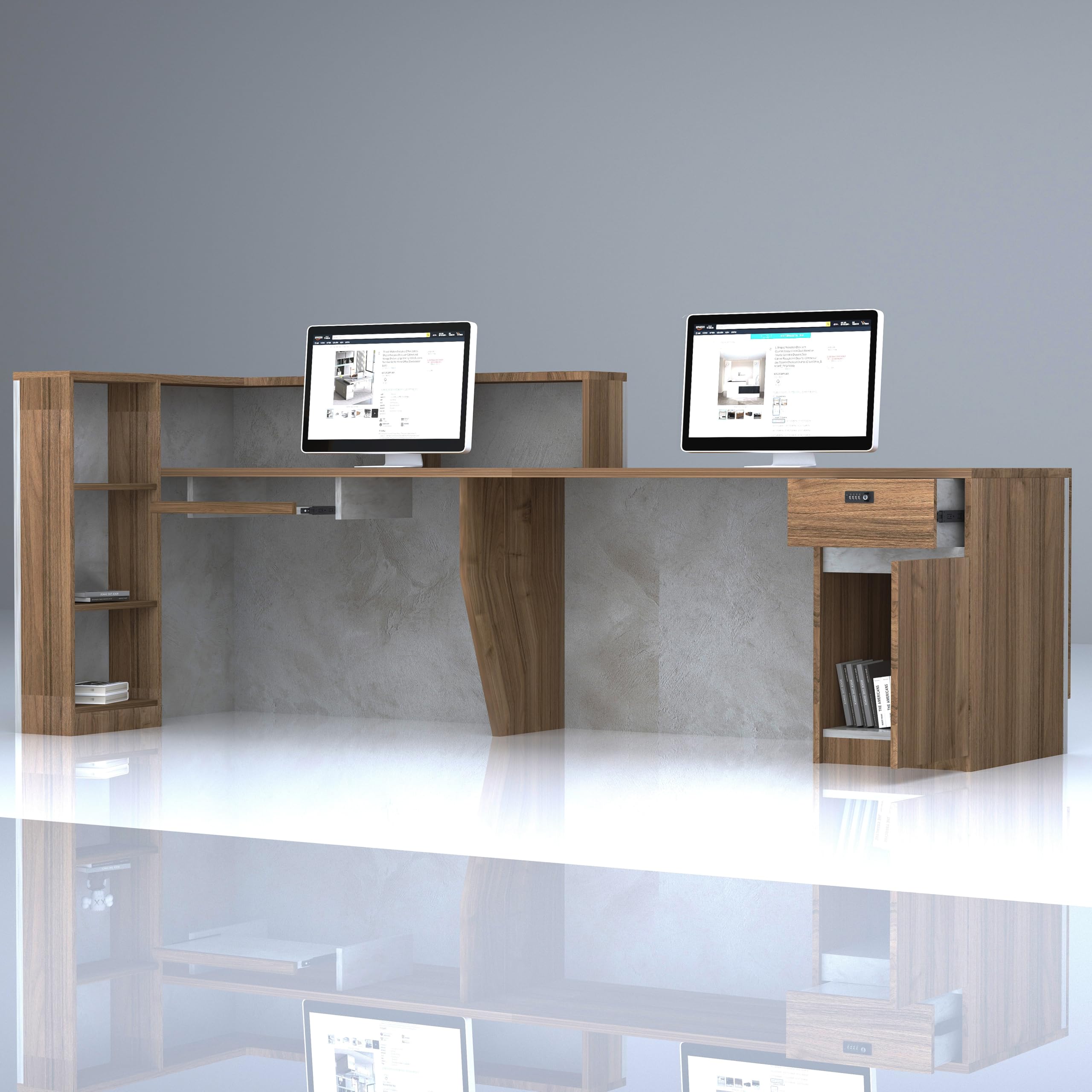 YTElantivo L-Shaped Reception Desk with Counter and