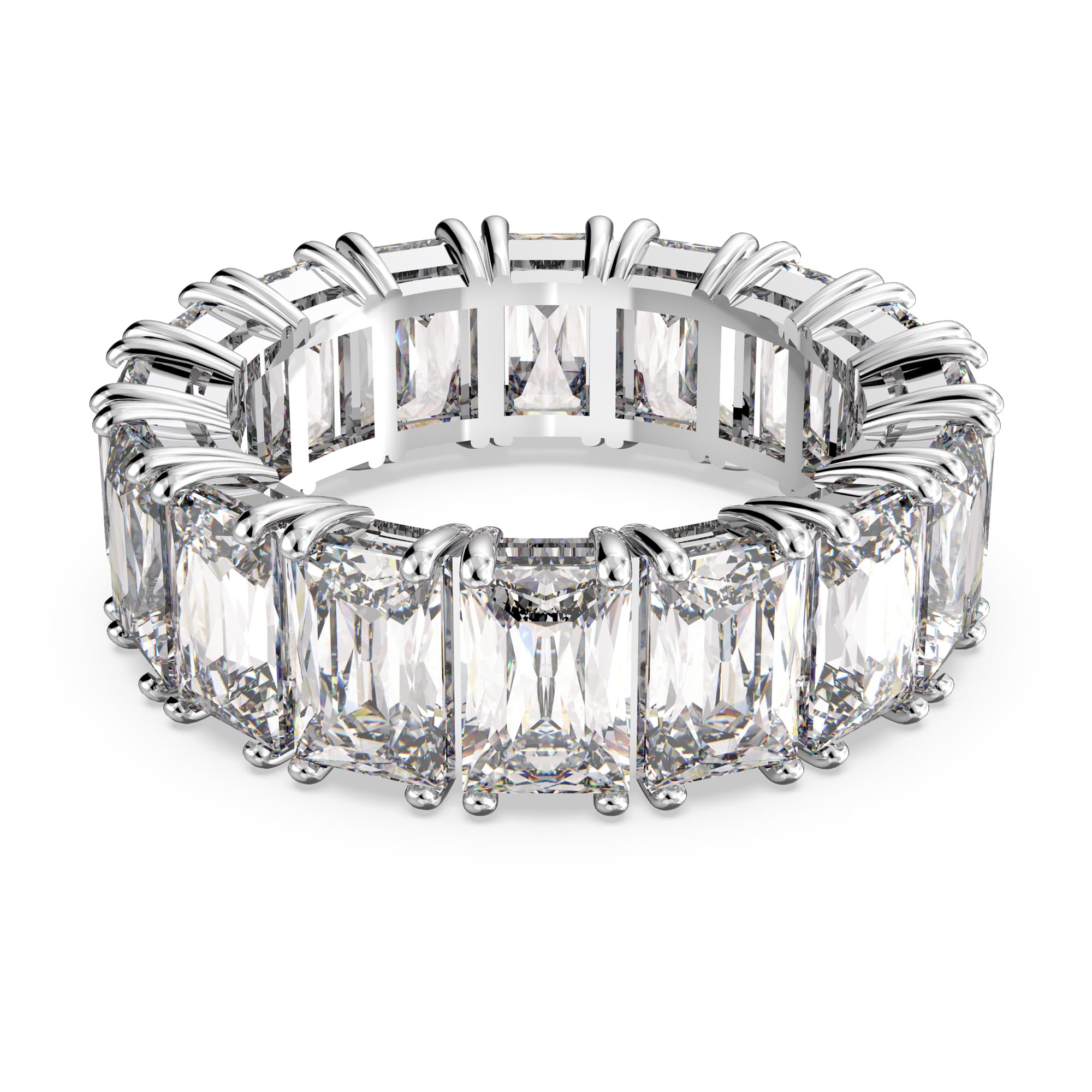 Swarovski Vittore ring, Rectangular cut, White, Rhodium plated