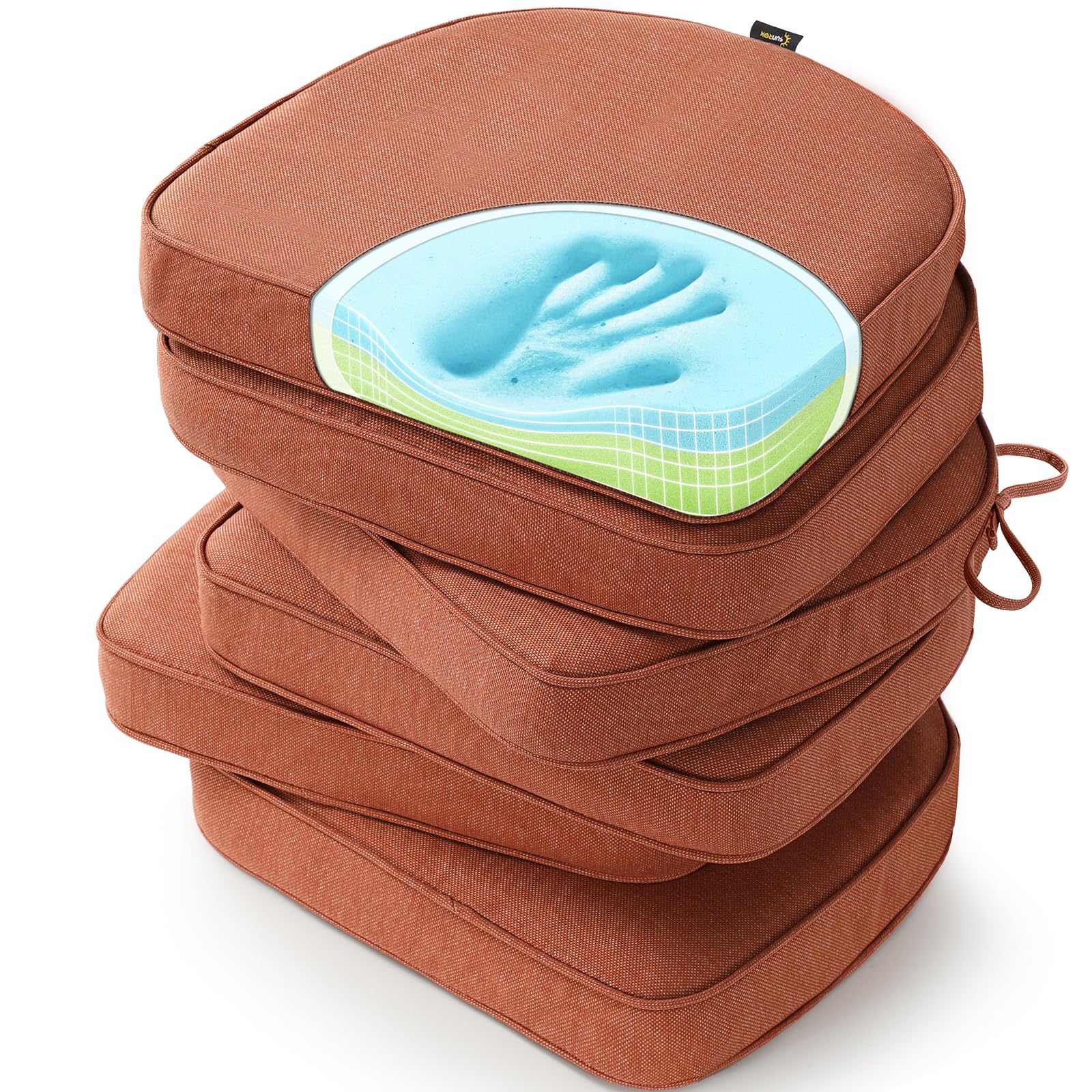 Sunrox SUNROX Gel Memory Foam Chair Cushions, FadeShield Water-, Stain ...