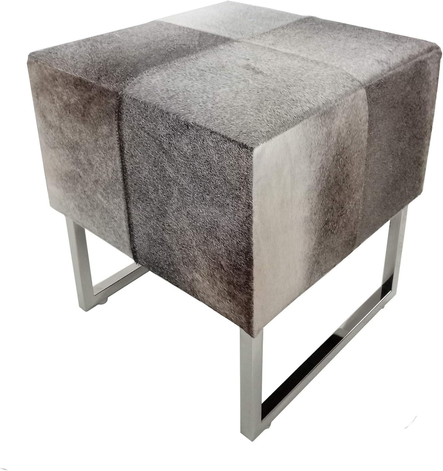 picture Hide Pouffe hide square grey cowhide ottoman