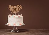 EDSG Personalised Happy Birthday Cake Topper Custom Any Name Age Glitter view 3