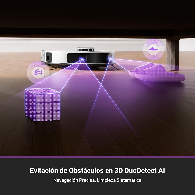 Aspirador de pó robô com esvaziamento automático eureka e20 plus, 8000 pa, esvaziamento automático de poeira, vida útil da bateria de 180 minutos, duodetect ai 3d para evitar obstáculos, para tapetes e pêlos de animais de estimação, branco