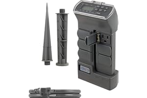 myTouchSmart Rotatable Outlet Outdoor Digital Yard Stake Timer, Plug-in, Custom ON/OFF Times, Light Sensor, 6-Hour Countdown, Weather Resistant, 6 Grounded Outlets, For Seasonal Lighting, 41371