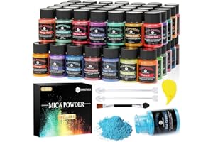 CHANGTIKEJI Mica Powder，48 Colors - 10g/Bottle of Natural Pigment Powder for Epoxy Resin，Soap Making，Candle Making,Lip Gloss,Car Freshies,Dye,Nail Polish,Bath Bombs