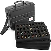 CASEMATIX Miniature Carrying Case - 144 Slot Miniature Storage Case with Four Impact-Absorbing Foam Trays For Minis, Adjustable Shoulder Strap, ID Card Holder and More!