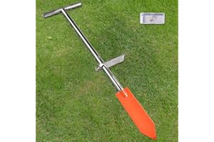 LICHTUND Dibble Bar Tree Planting Tool with Foot Pedal, Stainless Steel Pole T-Handle Digging Bar, Long Dibbler Garden Tool (Triangle)