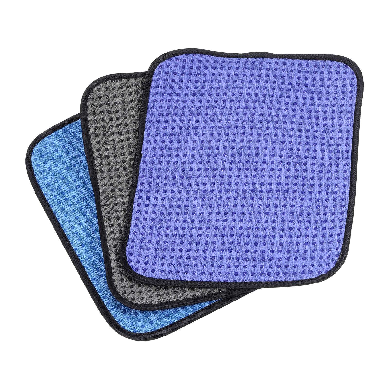 PATIKIL Microfiber Bowling Ball Shammy Pad 10" x 8", 3 Pack Bowling Ball Towel Cleaner Non-Slip Bowling Accessories for Men, Grey/Violet/Blue