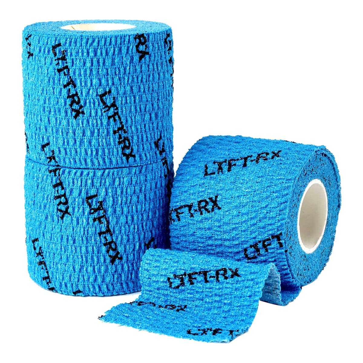 LYFT-RX Weightlifting Hook Grip Tape w/Premium Adhesive for Olympic Weight Lift, Cross Fitness, Lifting, Stretch Fit Athletic Finger Wrap, Protects Thumb Fingers Hand & Enhances Grip, Blue 3-ROLLS