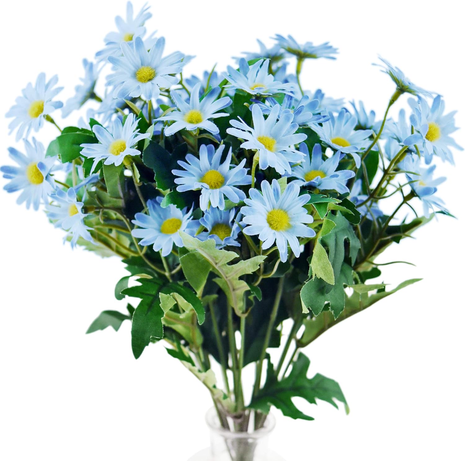 FiveSeasonStuff Artificial Daisy Flowers Silk Blue Bouquet Wedding Home Centrepiece Decorations (2 Bunches 36cm)