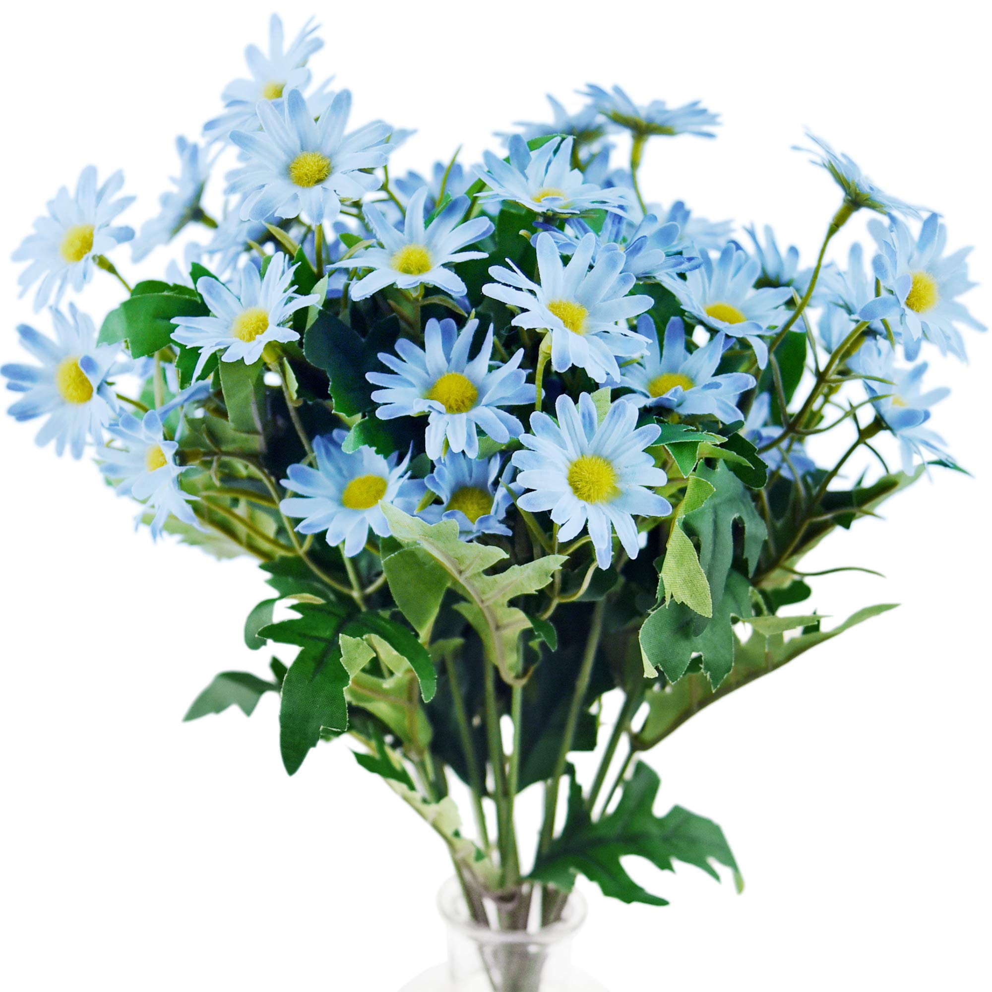 FiveSeasonStuff Artificial Daisy Flowers Silk Blue Bouquet Wedding Home Centrepiece Decorations (2 Bunches 36cm)