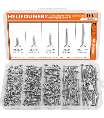 100 PCS #4 X 1-1/4" Flat Head Self Tapping Screws - 304 Stainless Steel Phillips