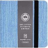 Lightwish Square Watercolor Journal,100% Cotton,300gsm/140lb,Acid-Free,24 Sheets Cold Press Watecolor Sketchbook for Artists 