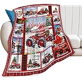 Christmas Blanket, Red Truck Throw Blanket, Winter Snow Gifts Blankets Snowman Stuff Fleece Flannel Plush for Girls Women Lovers Adults Soft Bedding Gift for Sofa Bed Office Decor 40"X50"