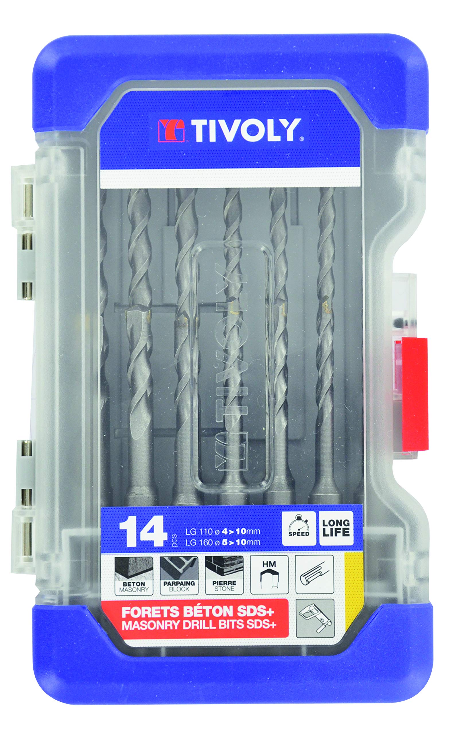 Tivoly 10904870001 SDS Drill Bits Set of 10 L110 and L160 Grey