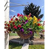 Lamsze Artificial Faux Hanging Plants Flowers Basket for Summer Autumn, Colorful Daisy Flowers Eucalyptus UV Resistant Look Real for Outdoor Outside Porch Decoration