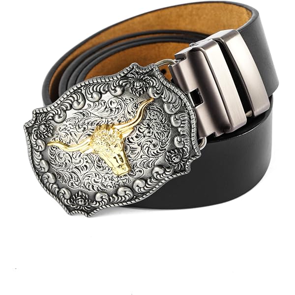 Western Leather Belt with Removable Cocky Buckle for Jeans Western Leather Buckle Belt for Men Women Cowboy Cowgirl  main image 3