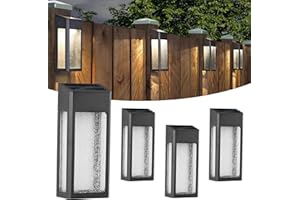 ARMXY Solar Outdoor Lights - Metal Seeded Glass Fence Lights, Auto On/Off Waterproof Solar Wall Lights, Warm/Color Changing Light for Wall, Fence, Patio, Yard, Porch, Garden Decor, 4 Pack