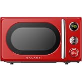 Galanz GLCMKA07RDR-07 Microwave Oven, LED Lighting, Pull Handle Design, Child Lock,Retro Red, 0.7 Cu.Ft