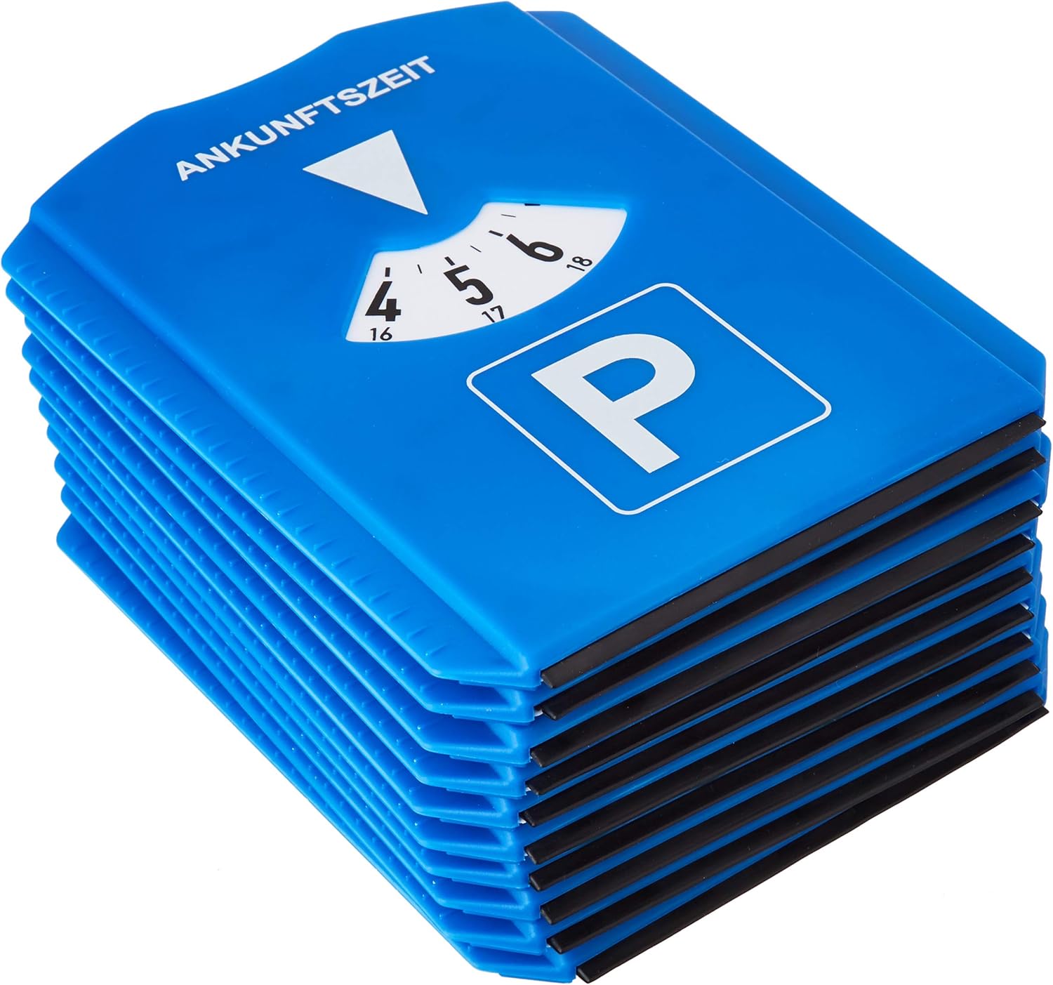Relaxdays Pack of 10 Parking Discs with Ice Scraper, 3 Shopping Cart Chips, Rubber Lip, Car Timer, Robust, Plastic, Blue - Image 4