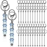 Tondiamo 24 Pcs Beadable Keychain Bars Bulk Beads for Keychain Making Kit Gifts for Women Men DIY Crafts(Gray)