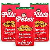 Pete's Pasta Elbow Mac, Low Carb, Keto, 17g Protein Pasta, 7g Net Carbs | Made in Italy, Al Dente, Only 110 Calories, 27g Fiber, Real Wheat, Never Rubbery, No Funny Aftertaste, Holds Sauce, 3 x 8 oz