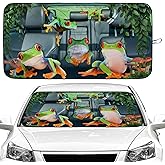 Frog Car Windshield Sun Shade Foldable Sunshade Front Window Cover Sun Visor Protector Accessories (59x27.5 inches)
