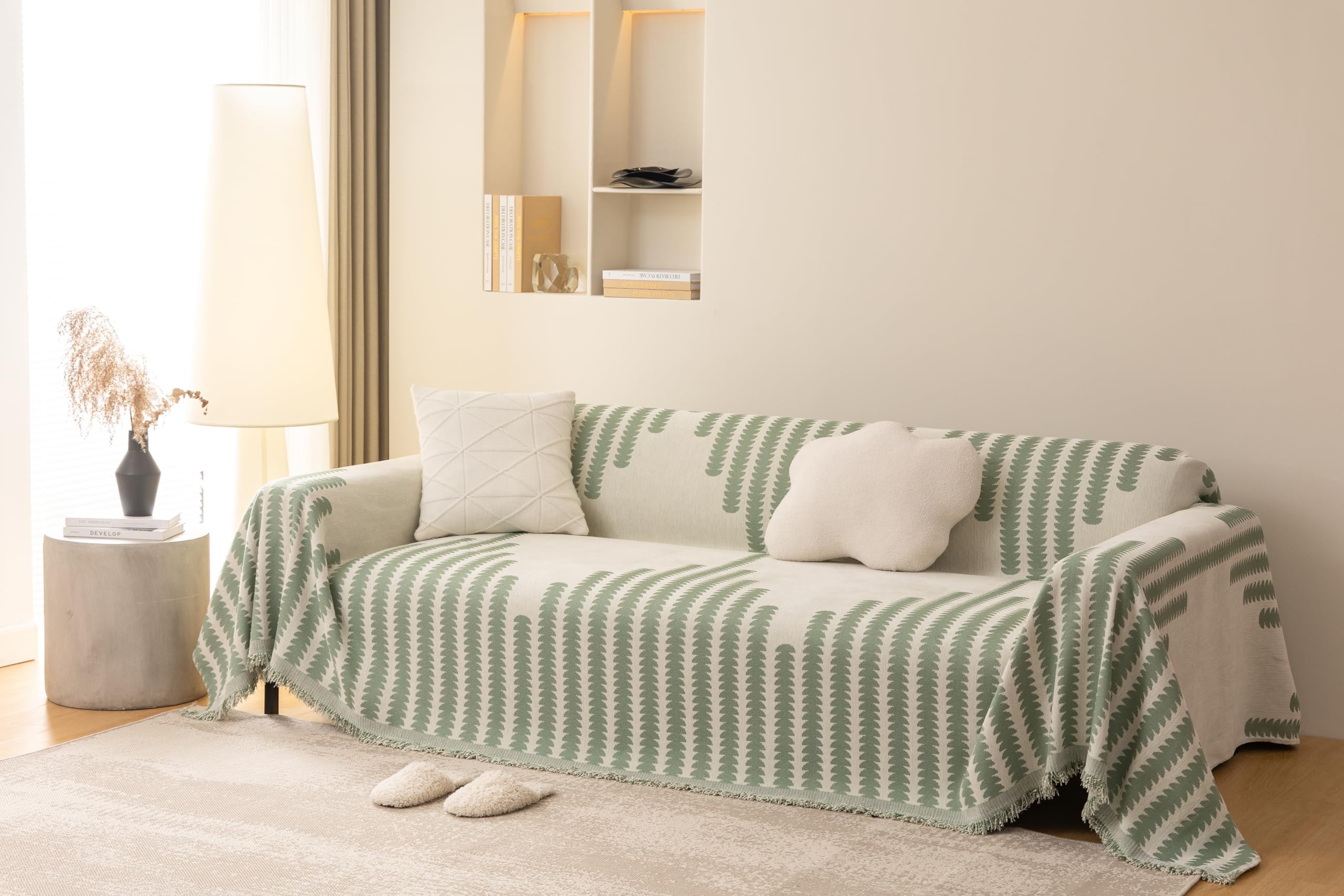 jianyana Sofa Covers, Soft Durable Reversible Chenille Sofa Slipcover Couch Covers Modern Plaid Universal Furniture Protector for 1 2 3 4 Seater Sofa Loveseat L-shape Corner Futon Sofas