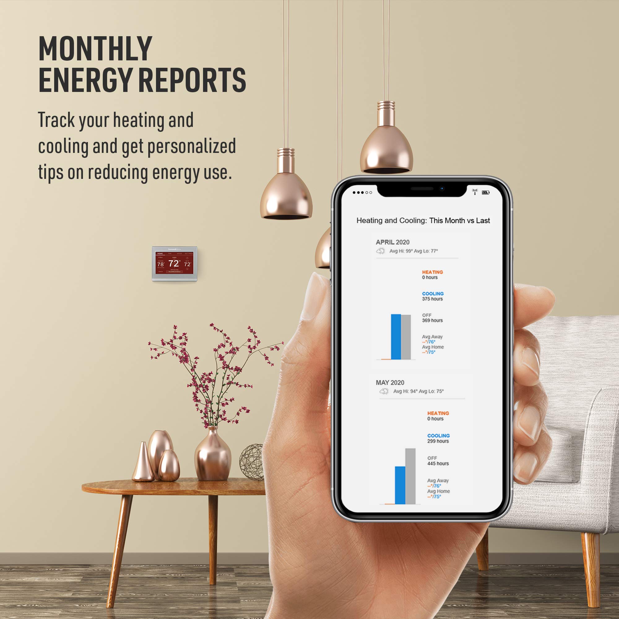 Honeywell Home RTH9585WF1004 Wi-Fi Smart Color Thermostat, 7 Day Programmable, Touch Screen, Energy Star, Alexa Ready, Gray - View 7