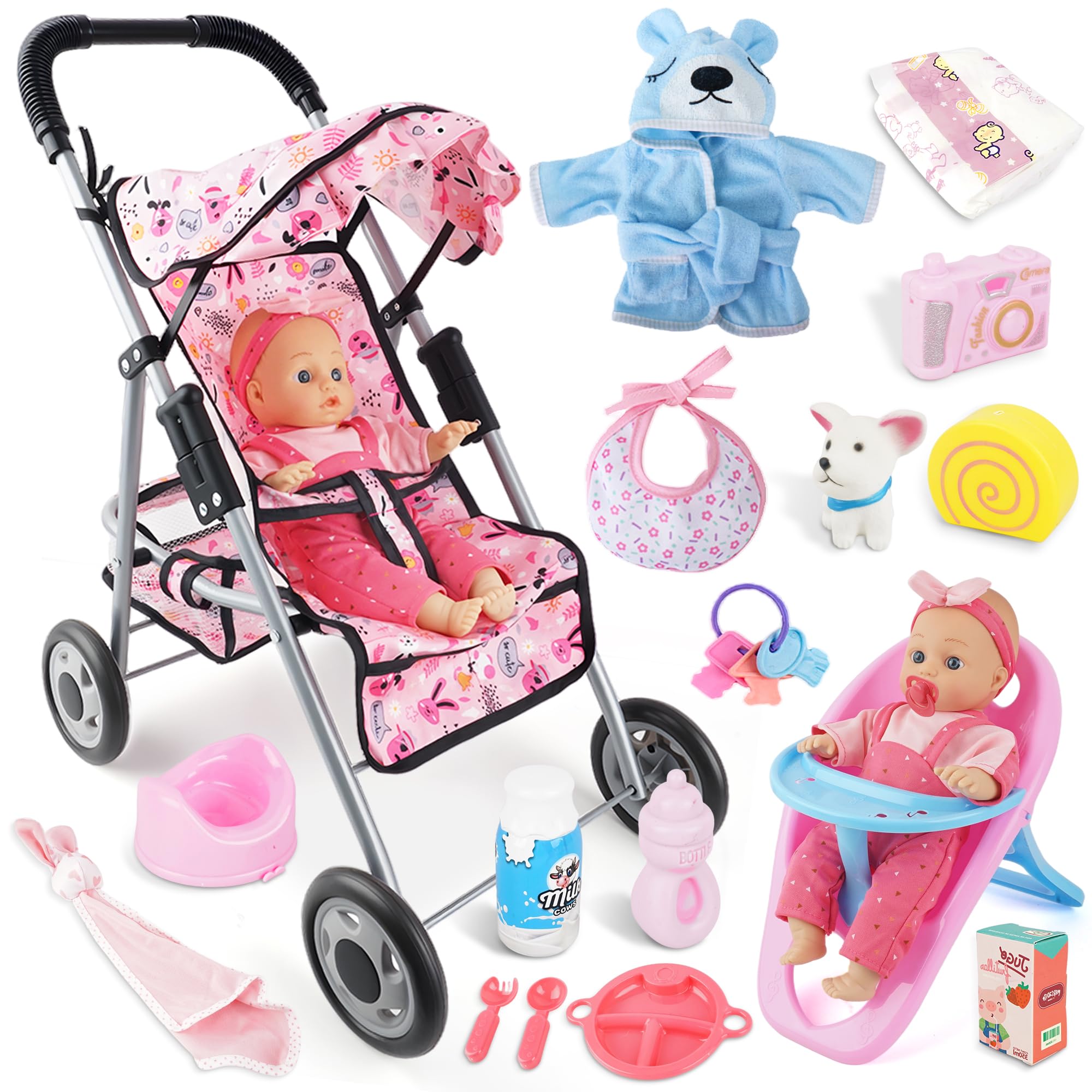 Photo 1 of **SELLING FOR PARTS**SMILESSKIDDO Baby Doll with Stroller PlaySet - 12 Inch Soft Body Dolls and Accessories Dining Chair, Doll Clothes, Feeding Set for Realistic Pretent Play, Babydoll Care Gift for Toddler Girls 2 3 4 5