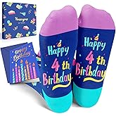HAPPYPOP Birthday Gifts Ideas - Socks for Girls Boys Kids Age 3-12 with Greeting Card