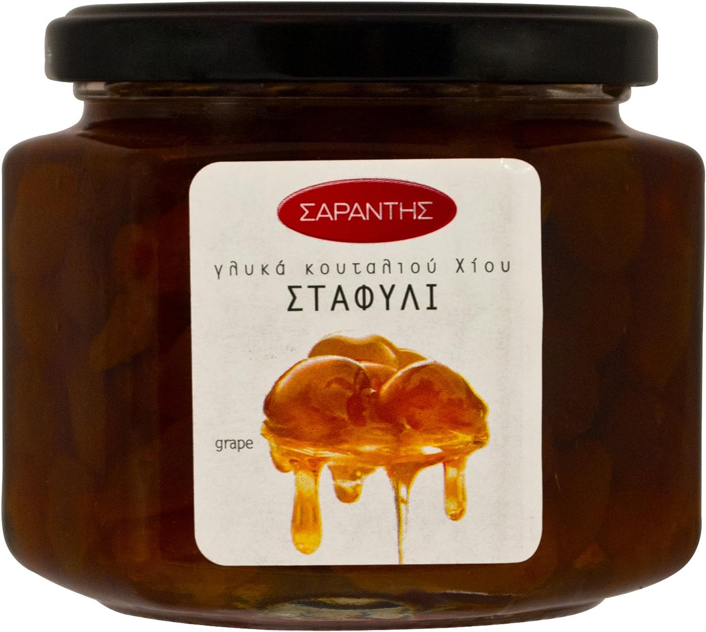 Sarantis, Greek Sweet Fruit Preserve in Syrup, Grape, Net weight 453g, Glass jar