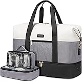 LOVEVOOK Weekender Bag, Large Travel Duffel Bag for Women with 2 Packing Cubes, Carry on Overnight Bag with Shoe Compartment,