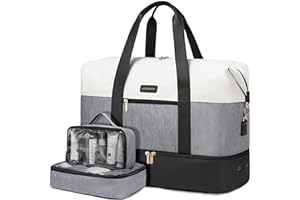LOVEVOOK Weekender Bag, Large Travel Duffel Bag for Women with 2 Packing Cubes, Carry on Overnight Bag with Shoe Compartment, Mom Hospital Bags for Labor and Delivery