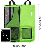 WANDF Swim Bag Mesh Drawstring Backpack XL Green Wet Pocket view 6