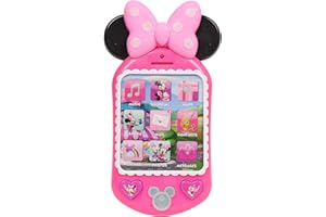 Disney Junior Minnie Bow-Tique Why Hello Pretend Play Cell Phone, Lights and Sounds, Batteries Included, Holiday Stocking Stuffers, Gifts, Presents, Kids Toys for Ages 3 Up by Just Play