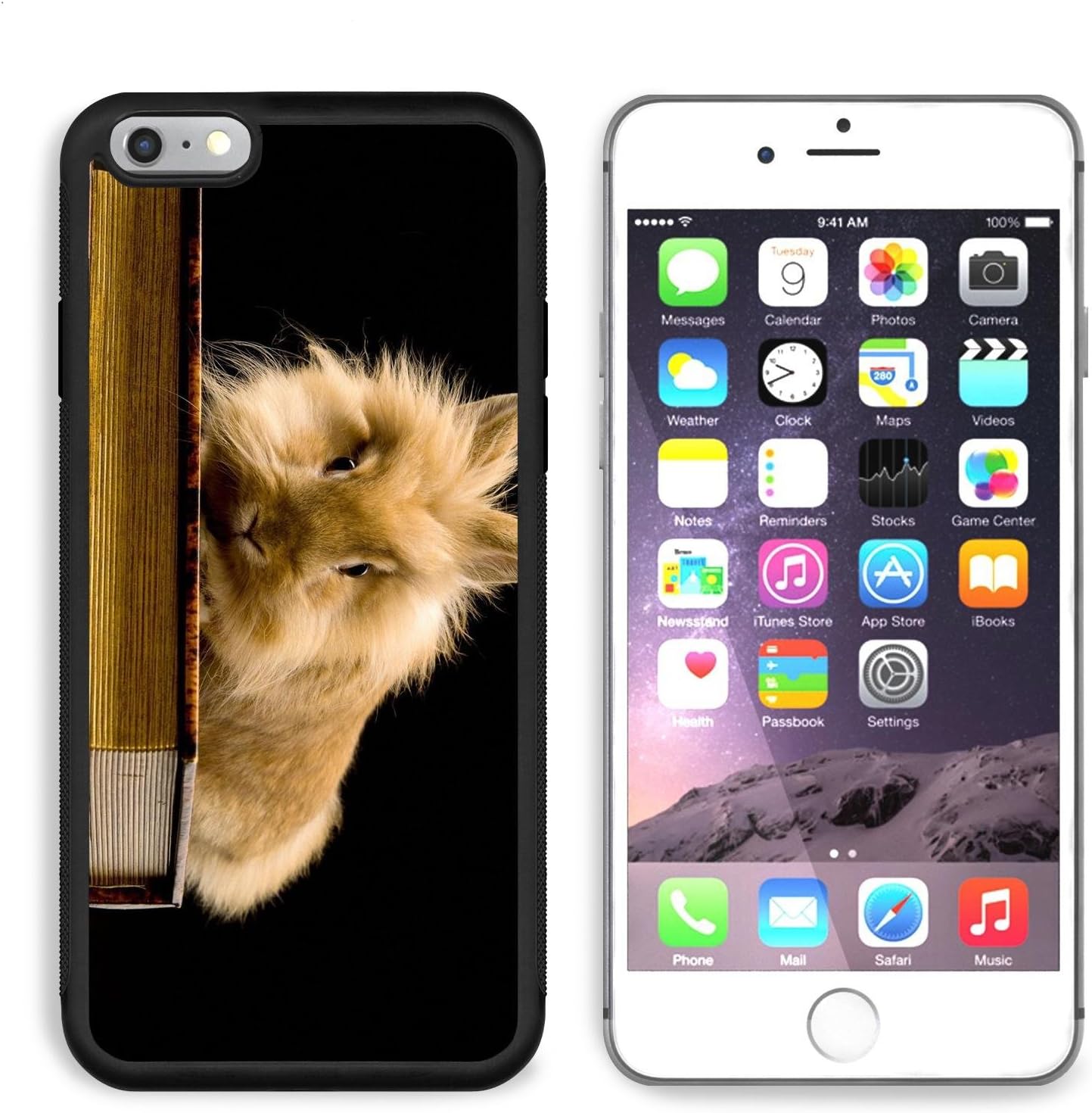 MSD Premium Apple iPhone 6/6S Plus Aluminum Backplate Bumper Snap Case iPhone6 Plus IMAGE ID: 12950829 a small fluffy brown rabbit sitting on a book a black background