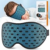 LitBear Breathable Sleep Mask, 3D Eye Mak Sleep for Side Sleepers Women Men, Light Blocking Sleeping Mask with Adjustable Strap, Soft Lightweight Eye Cover for Travel, Night Work, Nap, Office - Blue