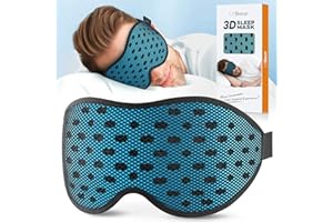 LitBear Breathable Sleep Mask, 3D Eye Mak Sleep for Side Sleepers Women Men, Light Blocking Sleeping Mask with Adjustable Strap, Soft Lightweight Eye Cover for Travel, Night Work, Nap, Office - Blue