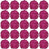 FagusHome 30 Pcs Silk Hydrangea Heads Artificial Flowers Heads and Stems Fake Hydrangea Flowers for Home Wedding Decor (Deep Rose)