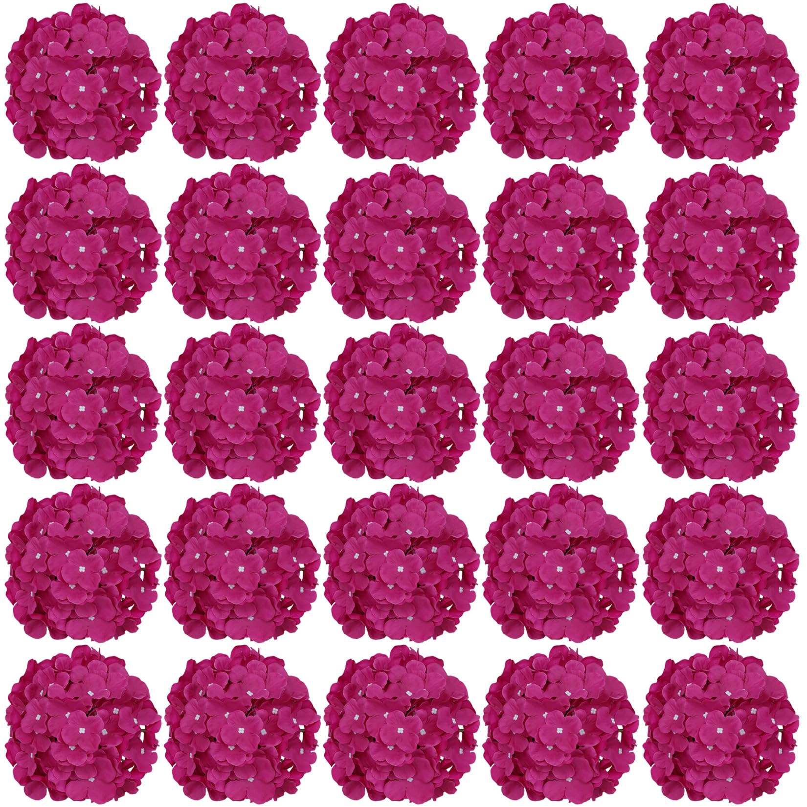 FagusHome 30 Pcs Silk Hydrangea Heads Artificial Flowers Heads and Stems Fake Hydrangea Flowers for Home Wedding Decor (Deep Rose) — image 1